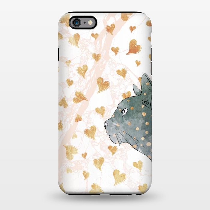 iPhone 6/6s plus StrongFit cute cat and golden hearts romantic pattern by Oana 