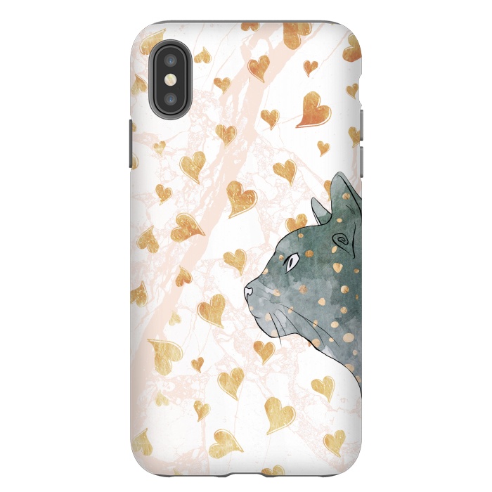 iPhone Xs Max StrongFit cute cat and golden hearts romantic pattern by Oana 