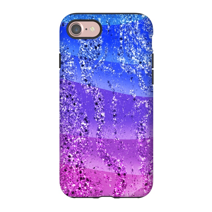 iPhone 7 StrongFit Blue purple gradient glitter waves by Oana 