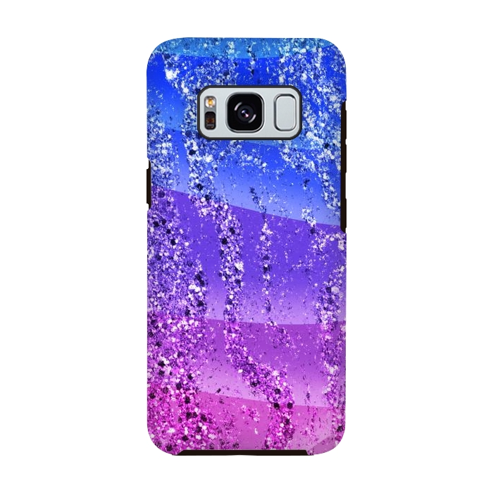 Galaxy S8 StrongFit Blue purple gradient glitter waves by Oana 