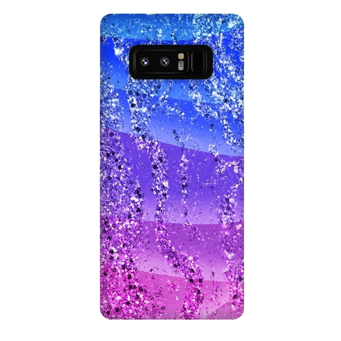 Galaxy Note 8 StrongFit Blue purple gradient glitter waves by Oana 