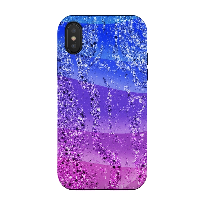 iPhone Xs / X StrongFit Blue purple gradient glitter waves by Oana 