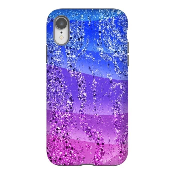 iPhone Xr StrongFit Blue purple gradient glitter waves by Oana 