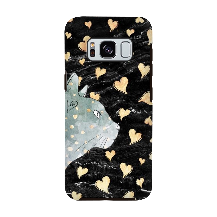 Galaxy S8 StrongFit cute cat and golden hearts  by Oana 