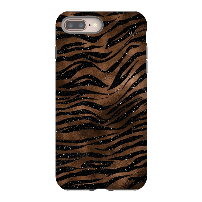 iPhone 7 plus StrongFit Jungle Journey - Copper Safari Tiger Skin Pattern  by  Utart