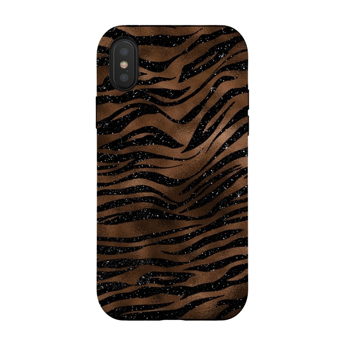 iPhone Xs / X StrongFit Jungle Journey - Copper Safari Tiger Skin Pattern  by  Utart