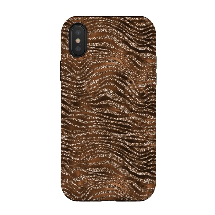 iPhone Xs / X StrongFit Jungle Journey - Copper Safari Tiger Skin Pattern 1 by  Utart