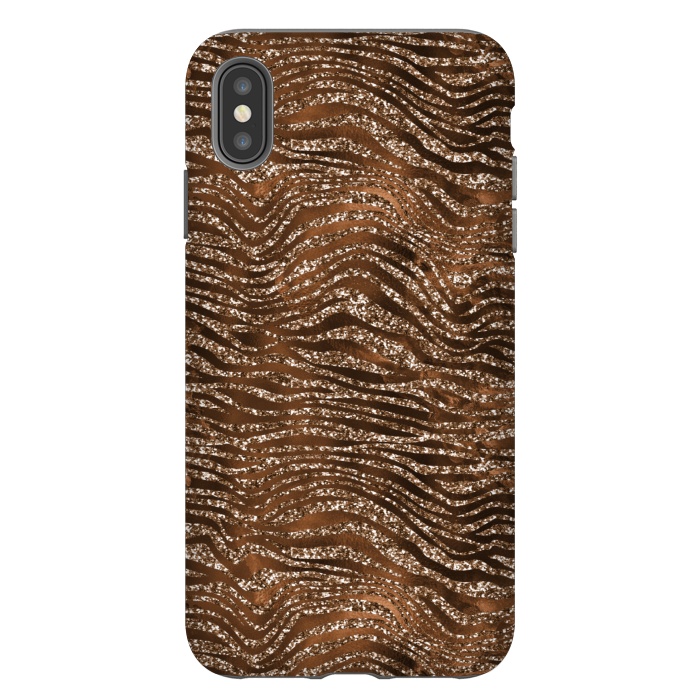 iPhone Xs Max StrongFit Jungle Journey - Copper Safari Tiger Skin Pattern 1 by  Utart
