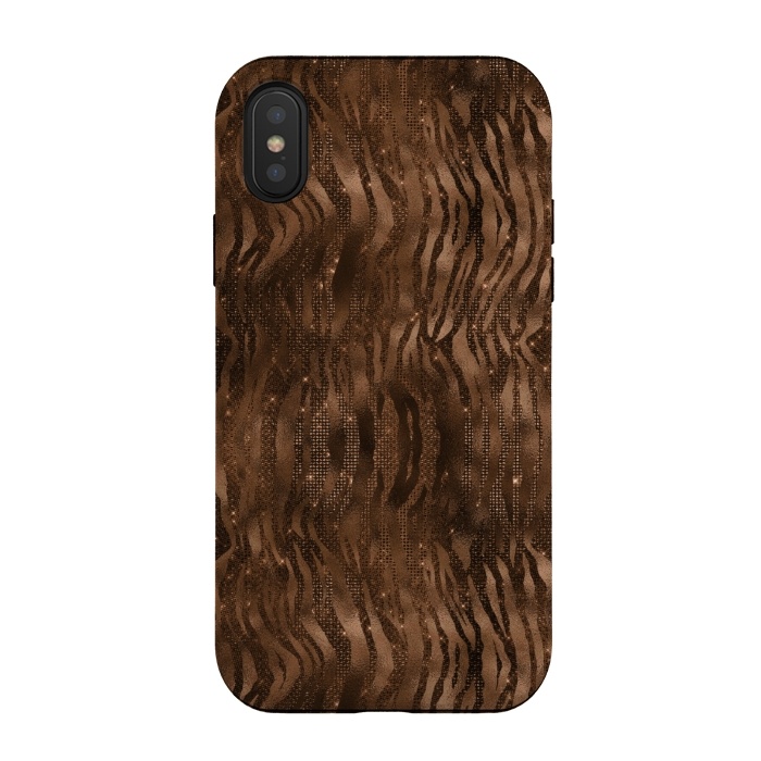 iPhone Xs / X StrongFit Jungle Journey - Copper Safari Tiger Skin Pattern 3 by  Utart