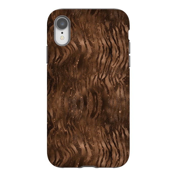 iPhone Xr StrongFit Jungle Journey - Copper Safari Tiger Skin Pattern 3 by  Utart