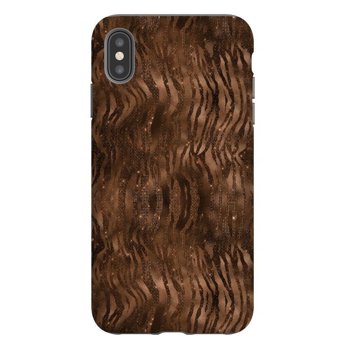 iPhone Xs Max StrongFit Jungle Journey - Copper Safari Tiger Skin Pattern 3 by  Utart