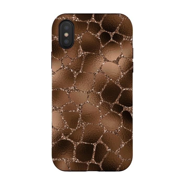 iPhone Xs / X StrongFit Jungle Journey - Copper Safari Giraffe Skin Pattern  by  Utart