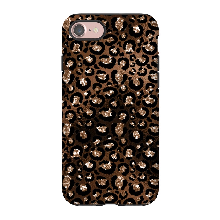 iPhone 7 StrongFit Jungle Journey - Copper Safari Leopard Skin Pattern  by  Utart