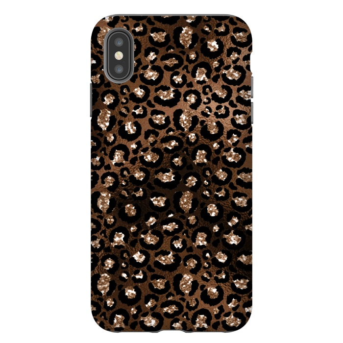 iPhone Xs Max StrongFit Jungle Journey - Copper Safari Leopard Skin Pattern  by  Utart