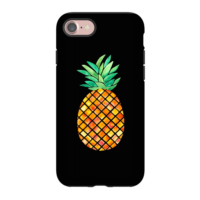 iPhone 7 StrongFit Pineapple On Black  by Amaya Brydon