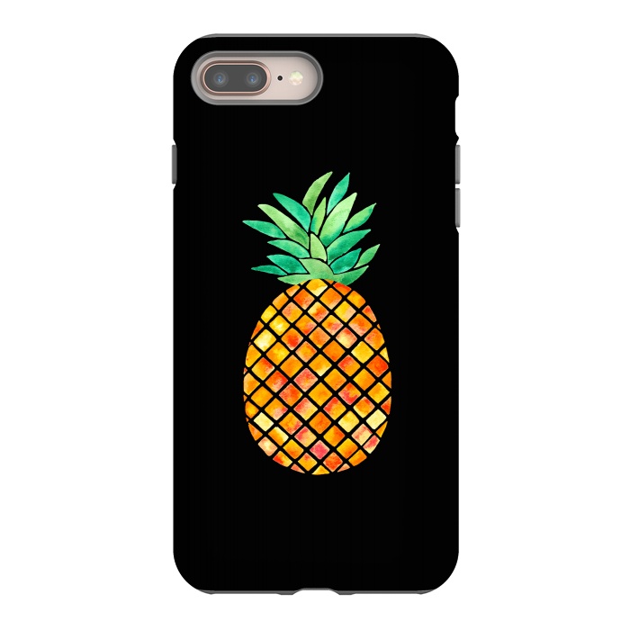 iPhone 7 plus StrongFit Pineapple On Black  by Amaya Brydon