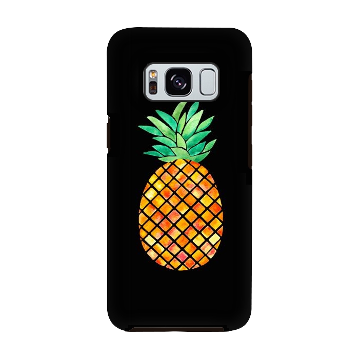 Galaxy S8 StrongFit Pineapple On Black  by Amaya Brydon