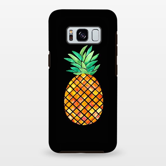 Galaxy S8 plus StrongFit Pineapple On Black  by Amaya Brydon
