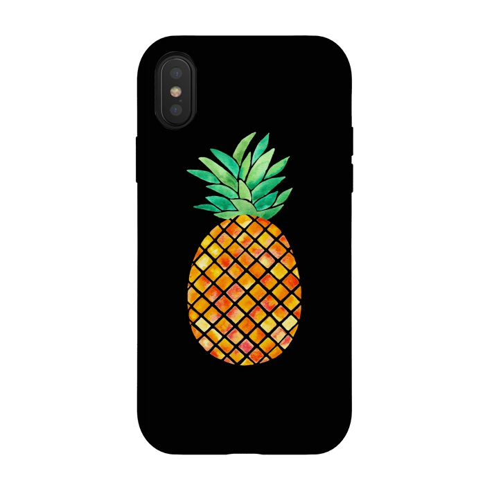 iPhone Xs / X StrongFit Pineapple On Black  by Amaya Brydon