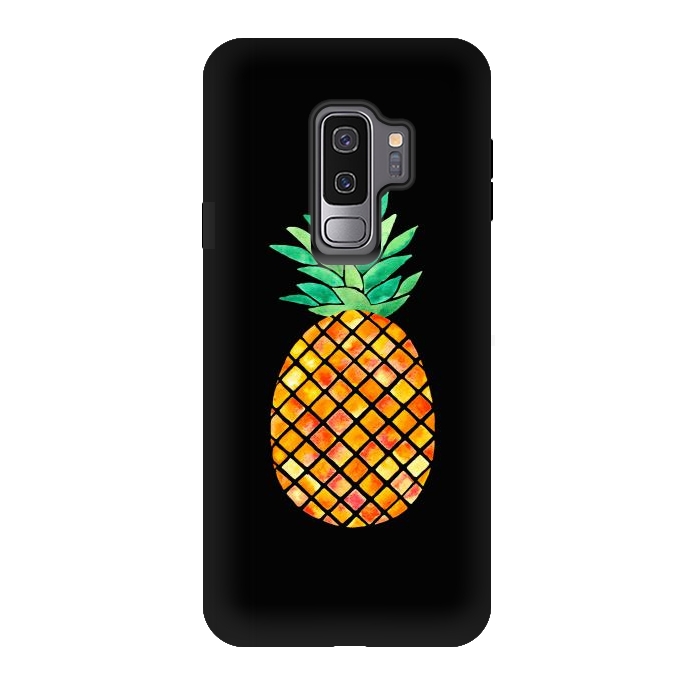 Galaxy S9 plus StrongFit Pineapple On Black  by Amaya Brydon