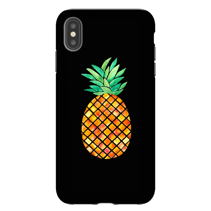 iPhone Xs Max StrongFit Pineapple On Black  by Amaya Brydon
