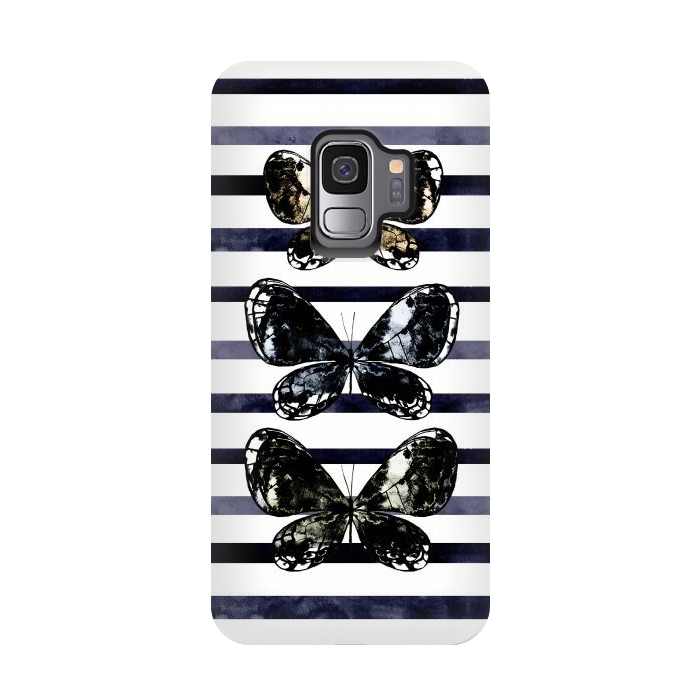 Galaxy S9 StrongFit Mottled Moth Stripes by Amaya Brydon