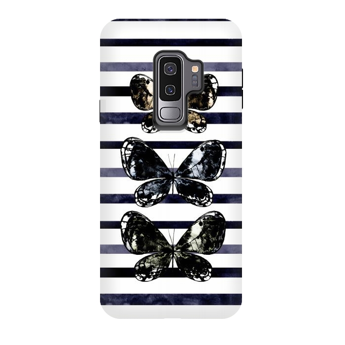 Galaxy S9 plus StrongFit Mottled Moth Stripes by Amaya Brydon