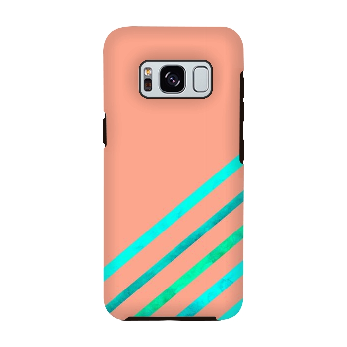 Galaxy S8 StrongFit Peach Stripes by Amaya Brydon