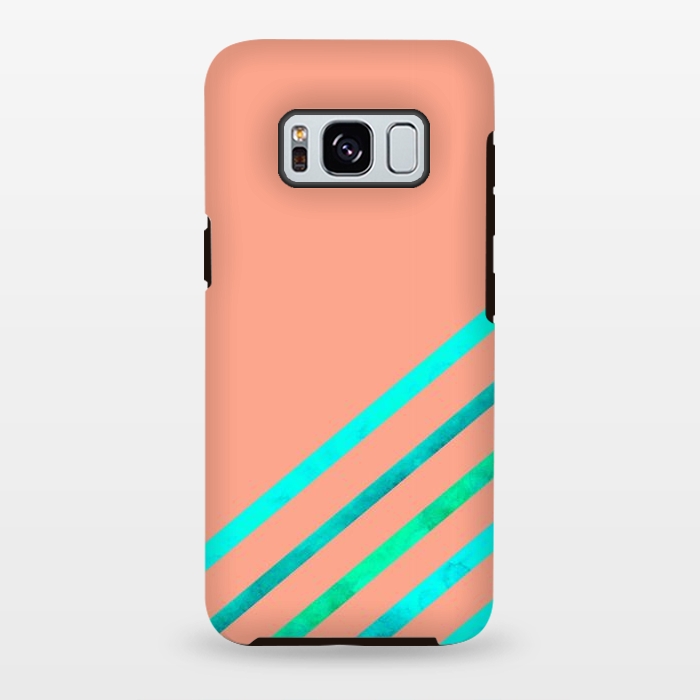 Galaxy S8 plus StrongFit Peach Stripes by Amaya Brydon