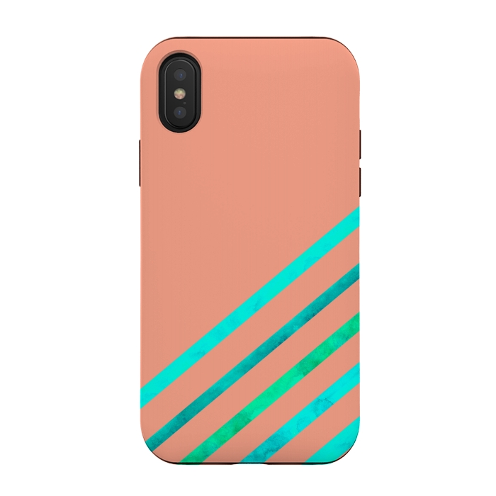 iPhone Xs / X StrongFit Peach Stripes by Amaya Brydon