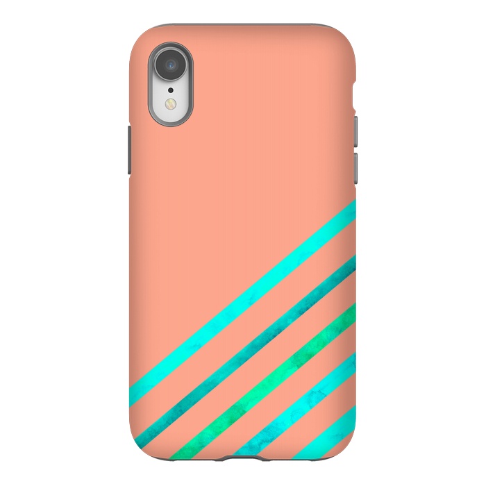 iPhone Xr StrongFit Peach Stripes by Amaya Brydon