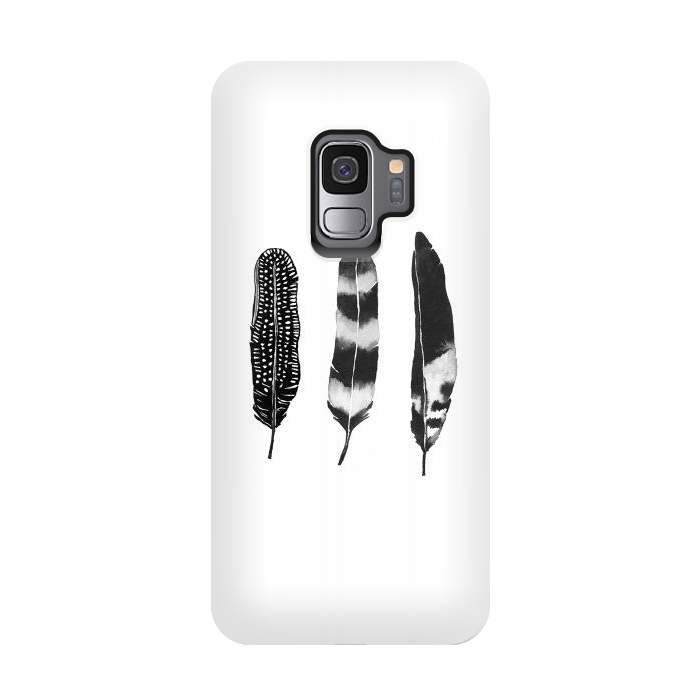 Galaxy S9 StrongFit Dark Feather by Amaya Brydon