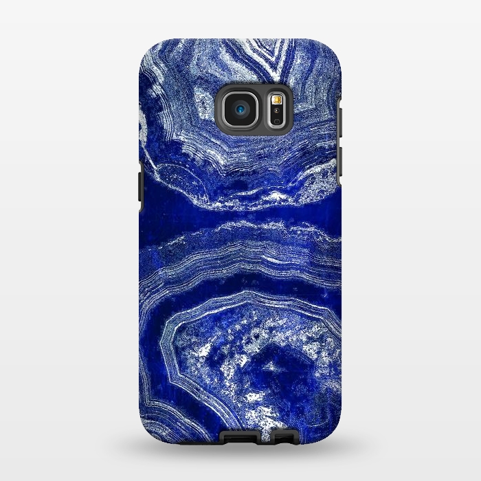 Galaxy S7 EDGE StrongFit Indigo blue agate marble art by Oana 