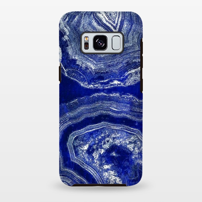 Galaxy S8 plus StrongFit Indigo blue agate marble art by Oana 