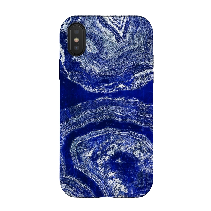 iPhone Xs / X StrongFit Indigo blue agate marble art by Oana 