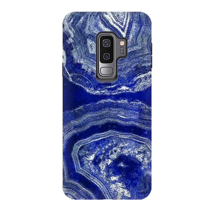 Galaxy S9 plus StrongFit Indigo blue agate marble art by Oana 