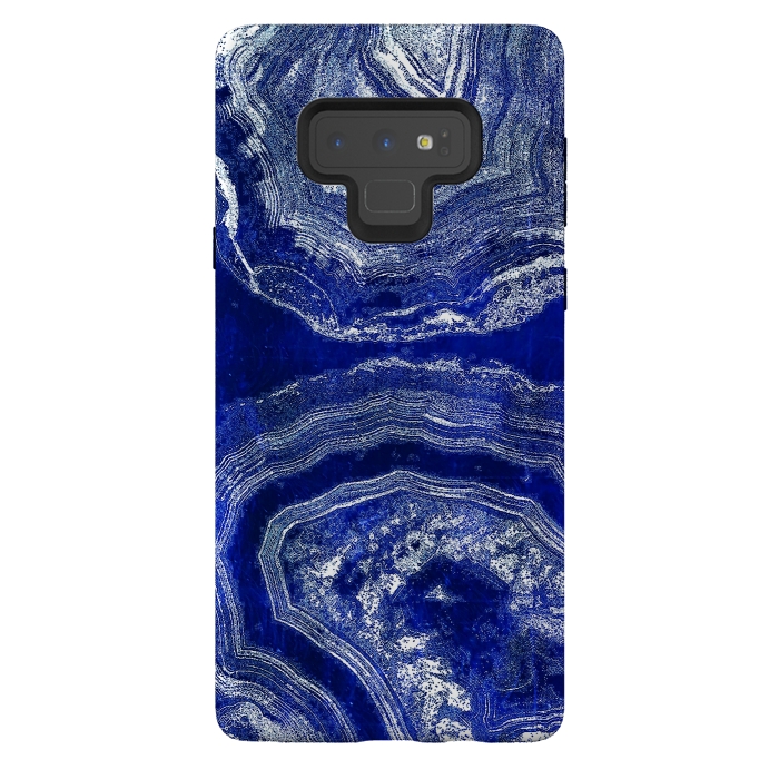 Galaxy Note 9 StrongFit Indigo blue agate marble art by Oana 