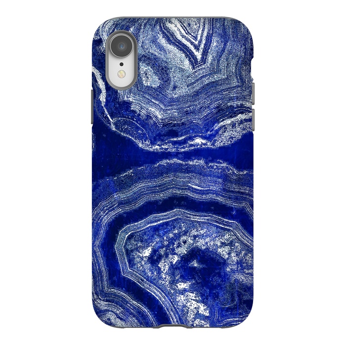 iPhone Xr StrongFit Indigo blue agate marble art by Oana 