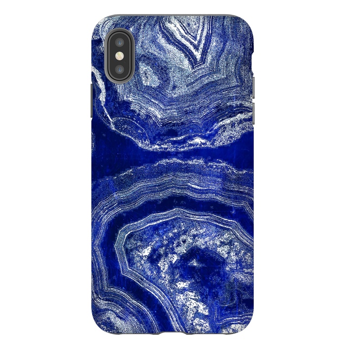 iPhone Xs Max StrongFit Indigo blue agate marble art by Oana 