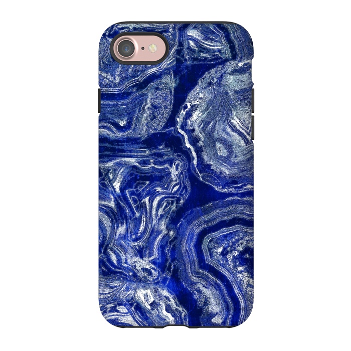 iPhone 7 StrongFit Metallic indigo blue marble by Oana 