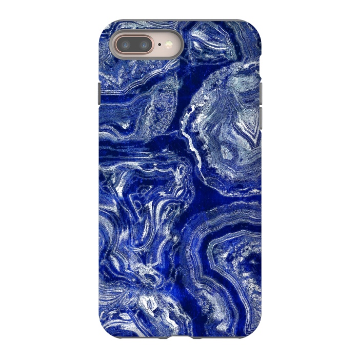 iPhone 7 plus StrongFit Metallic indigo blue marble by Oana 