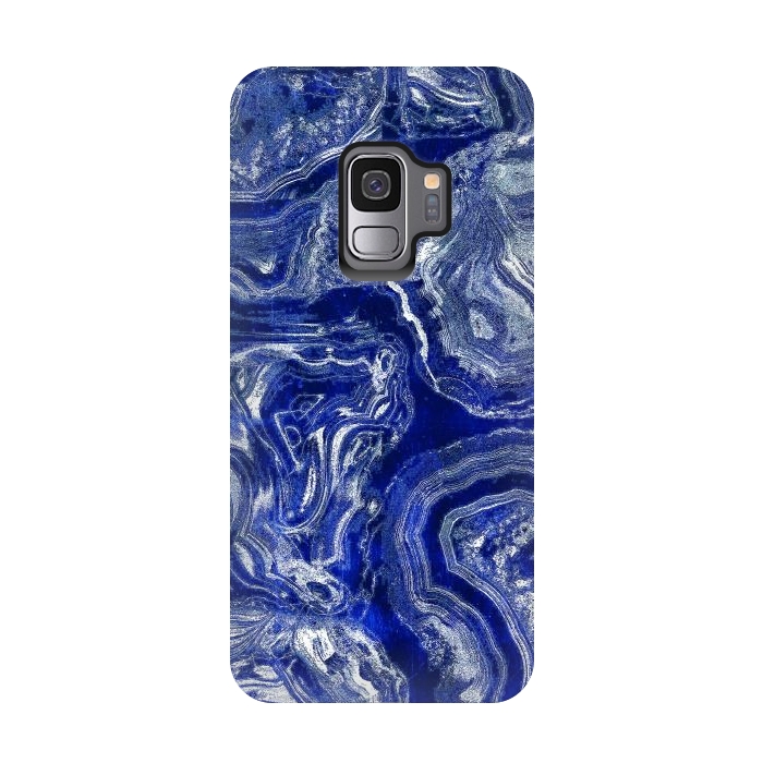 Galaxy S9 StrongFit Metallic indigo blue marble by Oana 