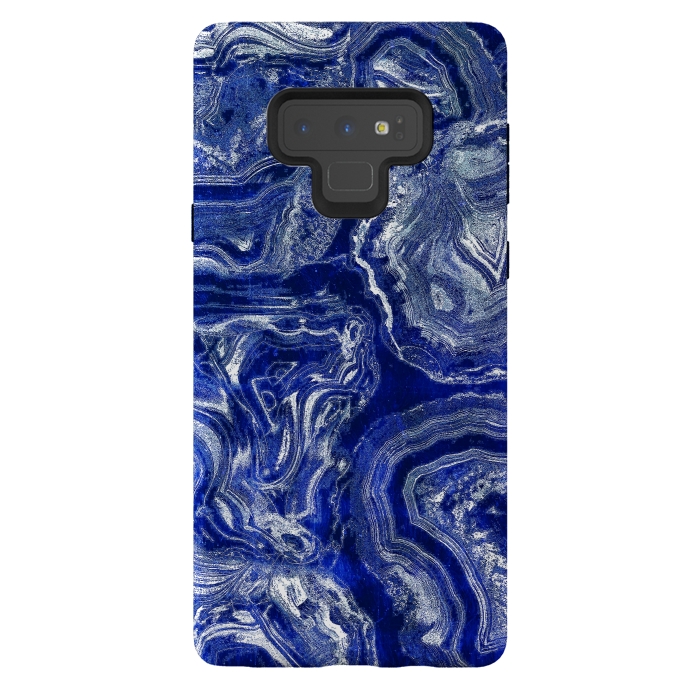 Galaxy Note 9 StrongFit Metallic indigo blue marble by Oana 