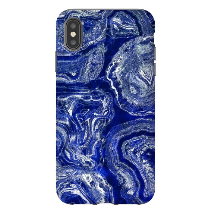 iPhone Xs Max StrongFit Metallic indigo blue marble by Oana 