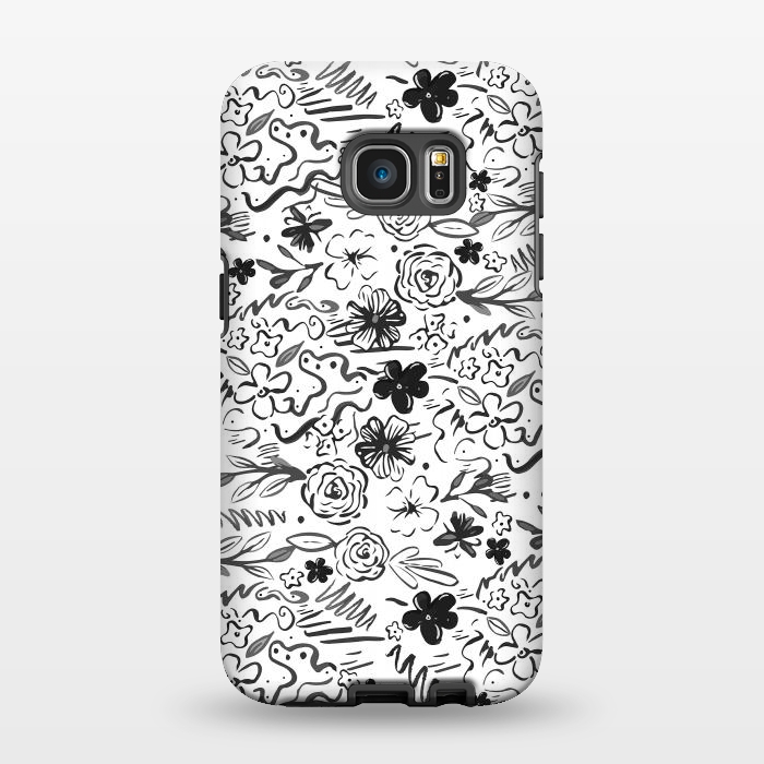 Galaxy S7 EDGE StrongFit Stylish abstract brush strokes and floral doodles design by InovArts