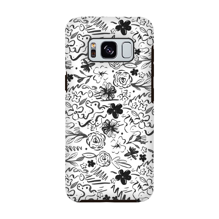 Galaxy S8 StrongFit Stylish abstract brush strokes and floral doodles design by InovArts