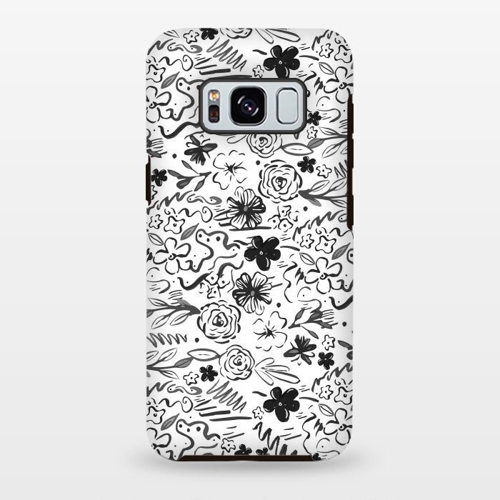 Galaxy S8 plus StrongFit Stylish abstract brush strokes and floral doodles design by InovArts