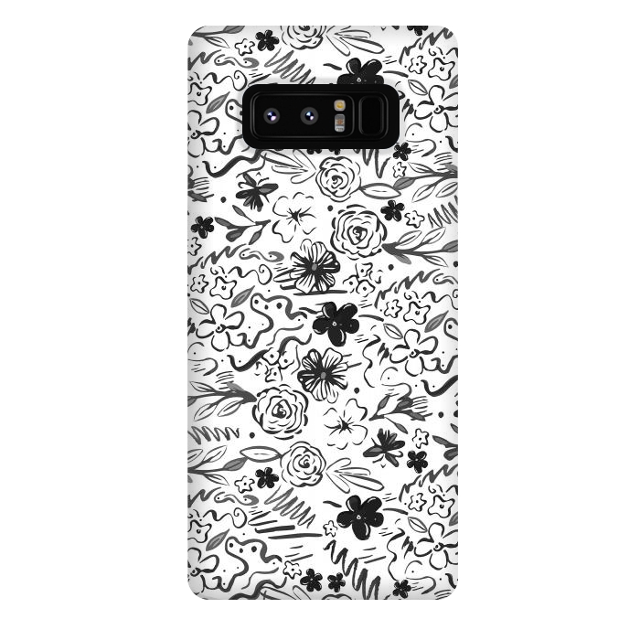 Galaxy Note 8 StrongFit Stylish abstract brush strokes and floral doodles design by InovArts