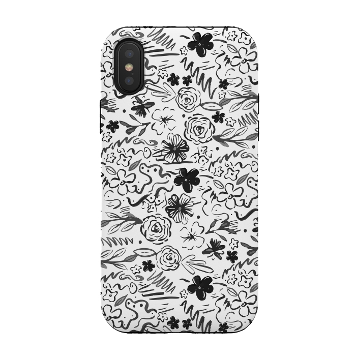 iPhone Xs / X StrongFit Stylish abstract brush strokes and floral doodles design by InovArts