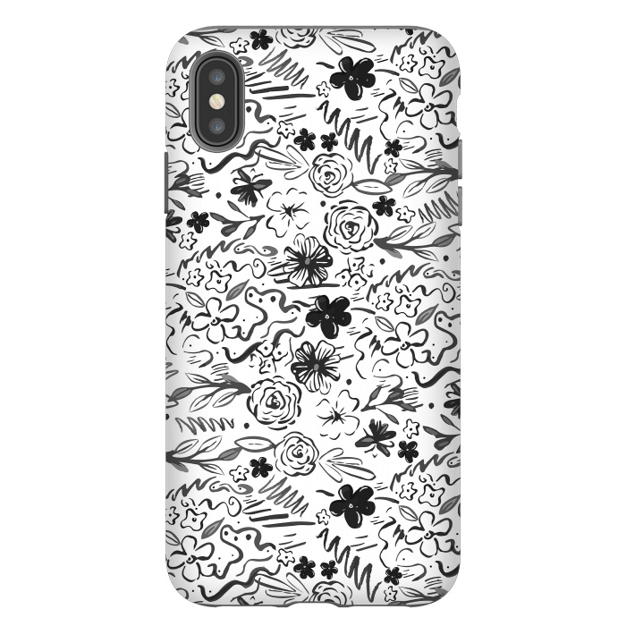 iPhone Xs Max StrongFit Stylish abstract brush strokes and floral doodles design by InovArts